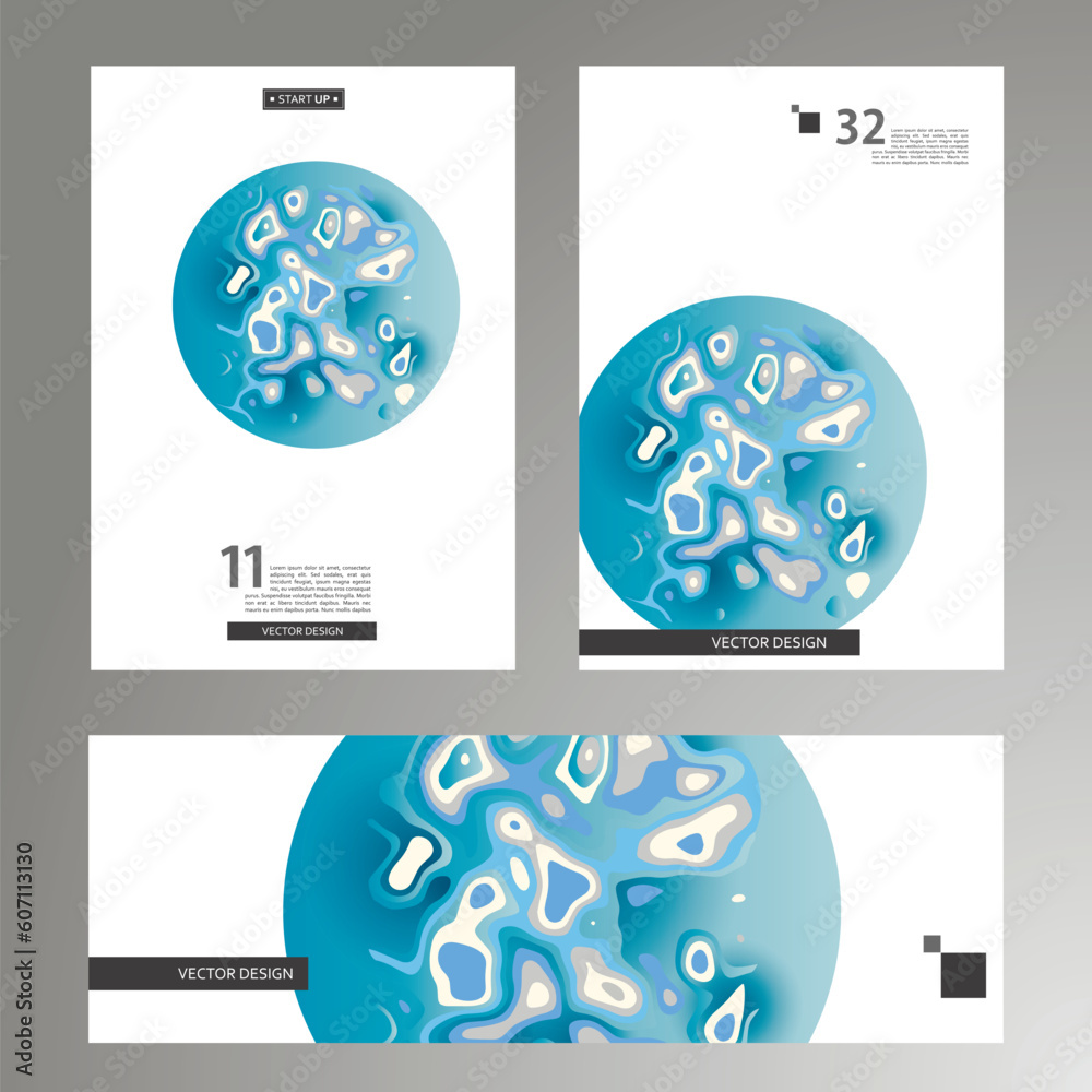 Poster Abstract dynamic gradient. Vector graphic elements in modern style. Brochure with liquid shapes Amoeba forms. Vector illustration