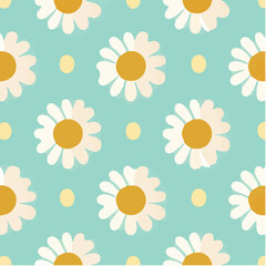 Fototapeta premium cute simple daisy pattern, cartoon, minimal, decorate blankets, carpets, for kids, theme print design 