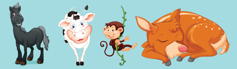 Set of animal cartoon character by the greatest graphics