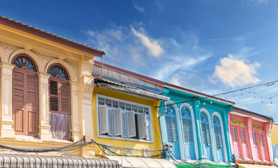 Fototapeta premium Sino Portuguese Colourful and decorative house in Old Phuket Town Phuket thailand 