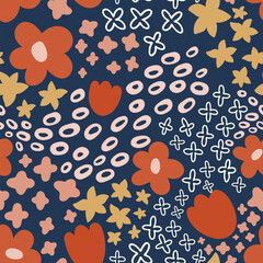 Field of Flowers Red and Blue natural Pattern