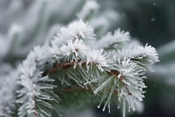 frost on branches at forest Generative AI