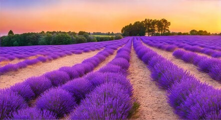 Fototapeta na wymiar Lavender field at sunset,generative ai 