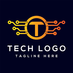 Letter T Technology logo design, technology logo design.