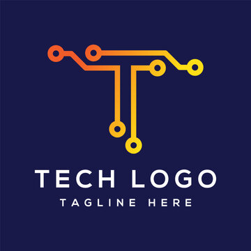 Letter T Technology logo design, technology logo design.