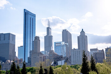 street and riverview scenes in downtown chicago