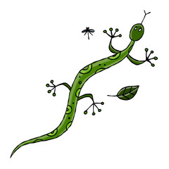 Obraz premium Lizard character, jungle animal. Chameleon isolated for your design. Vector illustration