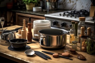 kitchen table stove and stuff food photography