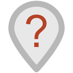 Navigation pin and question mark, icon of unkown location 