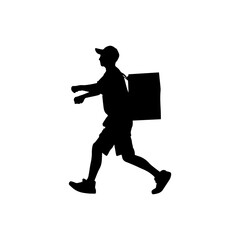 Fototapeta na wymiar Vector illustration. Silhouette of male courier at work.