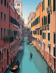 Venice canals street. AI generated illustration