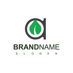 Letter A logo with Leaf element, modern natural agricultural company Logo