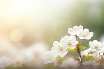 Fototapeta na wymiar White blossomed flowers at forest Generative AI