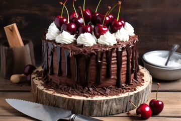 make birthday black forest cake in the kitchen table stuff food photography
