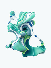 3d rendering, abstract colorful curvy shape, clip art element isolated on white background. Creative wallpaper