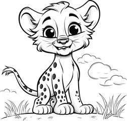 Cheetah , colouring book for kids, vector illustration