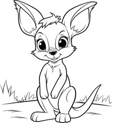 Kangaroo, colouring book for kids, vector illustration