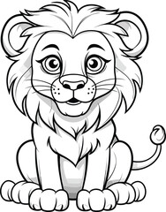 Obraz premium Lion, colouring book for kids, vector illustration