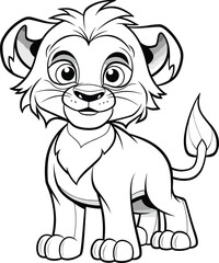 Lion, colouring book for kids, vector illustration