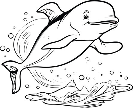 Whale, colouring book for kids, vector illustration