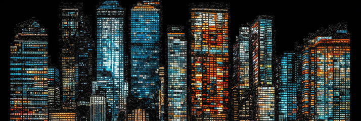 Colorful skyscrapers in modern city Generative AI