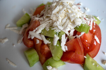 Traditional Bulgarian Shopska salad