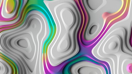 3d render, abstract colorful background, texture with curvy shapes and wavy lines, modern wallpaper with ripples - obrazy, fototapety, plakaty