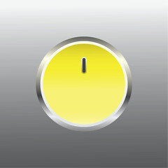Soft Round Pastel Button. Yellow silver button icon with light icon in between vector illustration