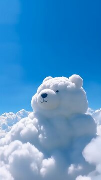 Cute polar bear shaped clouds Generative AI