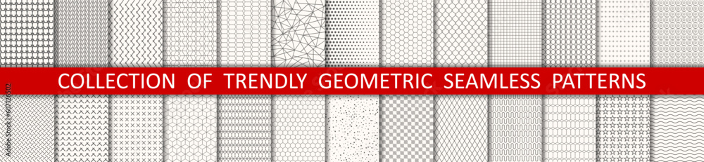 Poster Set of geometric seamless patterns. Abstract geometric graphic design print pattern cubes. Patterns, backgrounds and wallpapers for design - vector