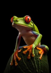 Red-Eyed Amazon Tree Frog (Agalychnis Callidryas) on dark background