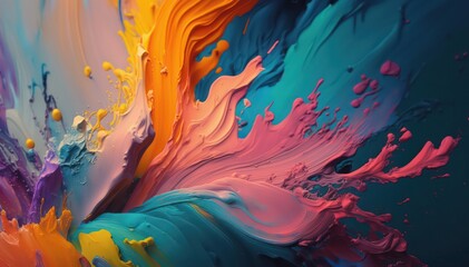 Abstract colorful oil background with liquid paint. Generative AI.