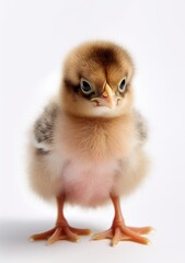 Obraz premium Portrait of young chicks on white background, an illustration of small cute, domesticated animals
