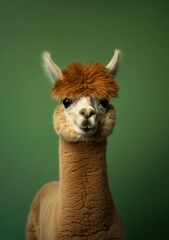 Obraz premium Portrait of a young and cute alpaca on white background, an illustration of small wild animals for children education