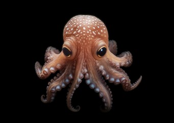 Naklejka premium Young and cute stylized Octopus baby on dark background