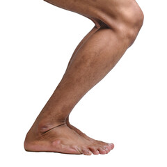 Male Feet in Various Poses against White or Transparent Background