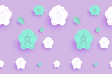 Fotobehang Naadloze wolken Purple seamless pattern with flowers  © tanarinee