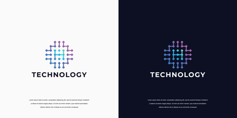 vector technology logo design, initial H for symbol tech, internet, system, Artificial Intelligence