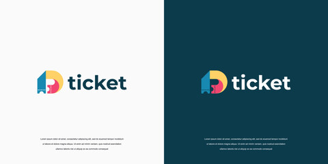 Ticket logo vector design. Ticket icon Letter D
