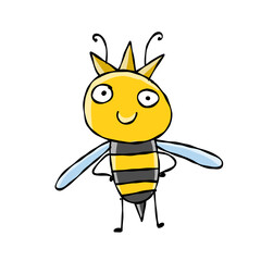 Funny Bee character isolated on white for your design