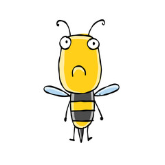 Funny Bee character isolated on white for your design
