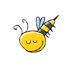 Funny Bee character isolated on white for your design