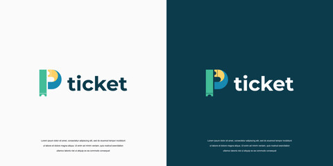 Ticket logo vector design. Ticket icon Letter P Logo