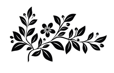 Branch with Leaves - Minimalist Vector Pattern