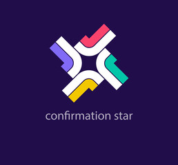 Unique tick star logo. Modern color transitions. Teamwork work check combination logo template. vector.