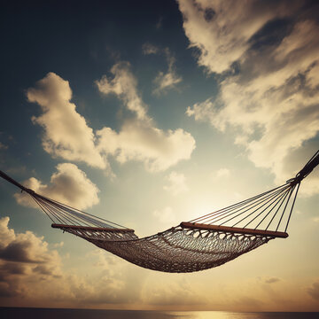 ai generated low angle view of hamock  and cloud relax and dreramlike