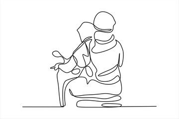 continuous line illustration of people riding motorbikes
