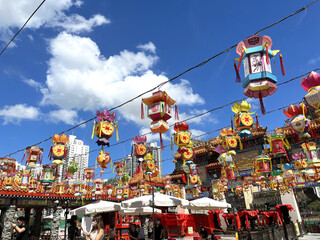 Chinese traditional lanterns in Sik Sik Yuen Wong Tai Sin Temple, Kowloon, Hong Kong