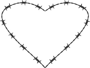 heart barbed wire barb wire love svg vector cut file for circut and silhouette leather vinyl template   