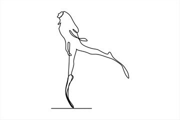 female diver continuous line illustration